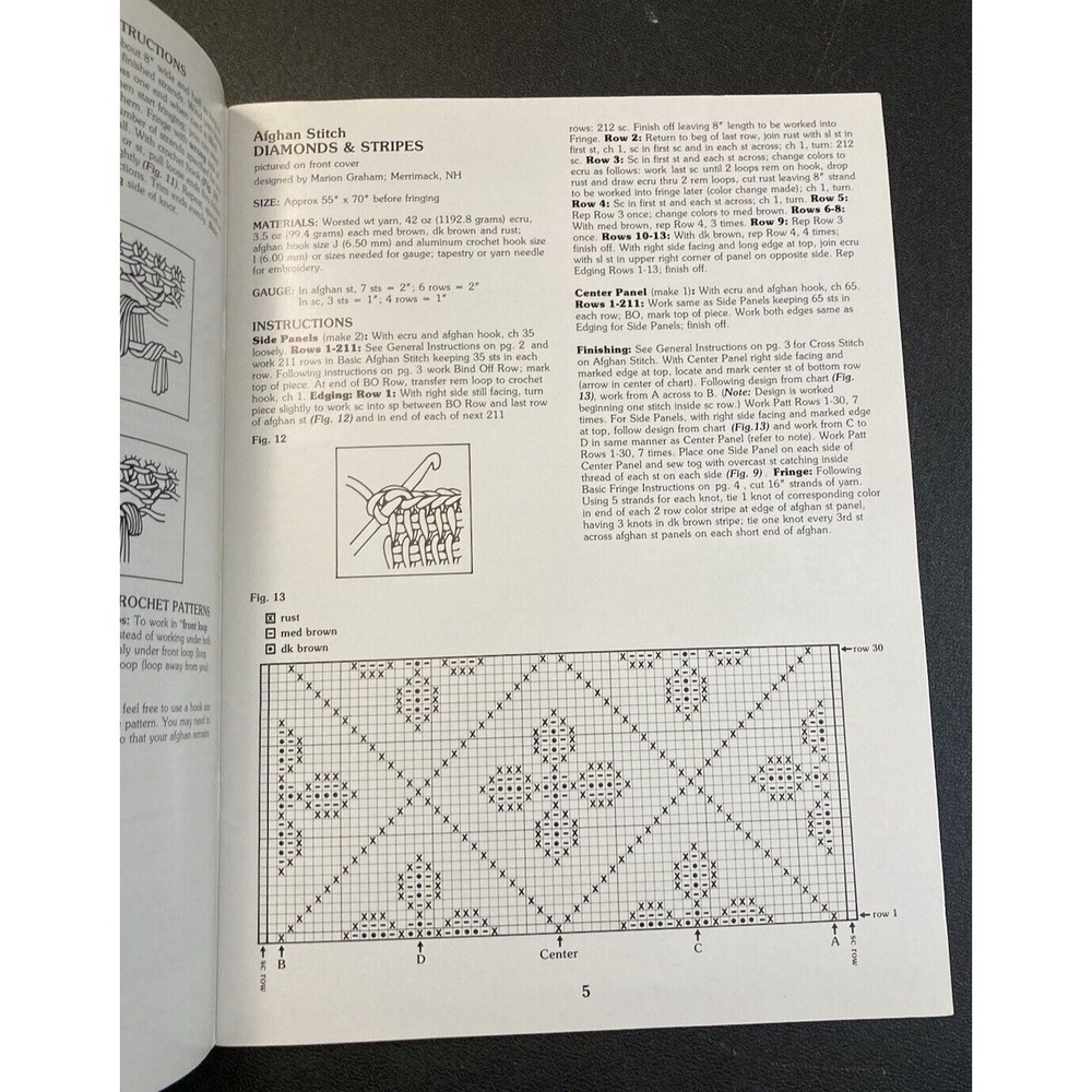 Crochet Afghan Pattern Book Ripple Patchwork Star Floral Blanket Knit Designs - Picture 4 of 6